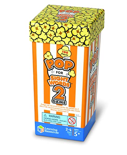 Learning Resources Pop for Sight Words 2 Game Homeschool Early Vocabulary and Phonics Classroom Game 100 Pieces 2-4 Players Ages 5+