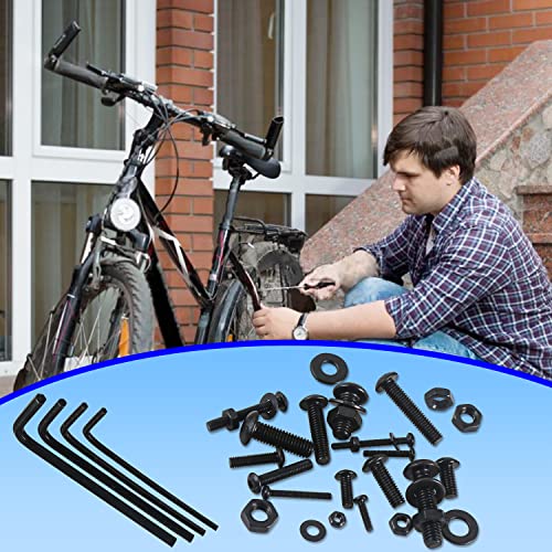 Image of newlng M2 M3 M4 M5 Screws Assortment Kit 1180pcs Metric Black Nuts and Bolts Flat Washers Set 10.9 Grade Alloy Steel Machine Screws and Nuts Hex Socket Button Head Screw with Four Hex Wrenches