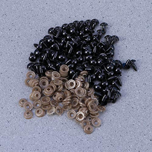 HEALLILY 100Pcs Olhos de SeguranÃ§a Olhos Pretos de PlÃ¡stico Olhos de Boneca Com Junta para Boneca