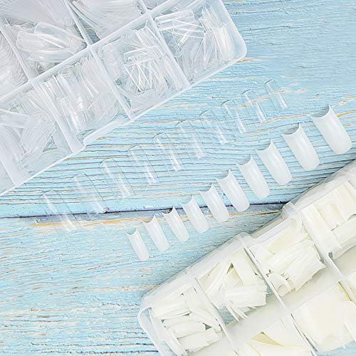 2 Boxen 1000pcs Nagelspitzen,500 pcs Natural French Nail Tips+500 pcs Clear French Nail Tips, Acryl Half Cover Falsche… – Bild 4