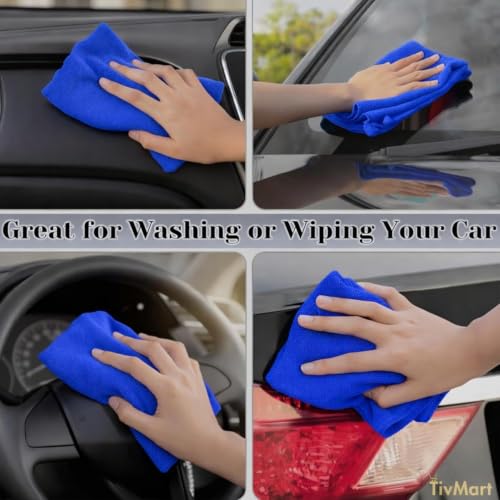 Image of Microfiber Cleaning Cloth Roll | Tear Away Sheets 12x12in | Pack of 5 Sheets per Roll | 200 GSM Reusable Washable Lint Free Towels for Kitchen & Car Cleaning, Multipurpose (Light Blue)