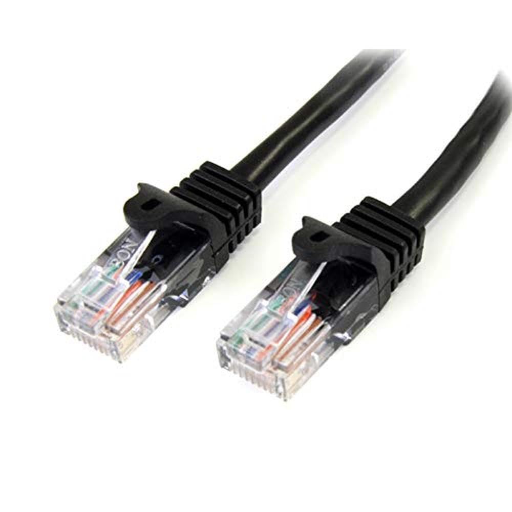 StarTech.com 0.5m Black Cat5e Patch Cable with Snagless RJ45 Connectors - Short Ethernet Cable - 0.5 m Cat 5e UTP Cable (45PAT50CMBK)