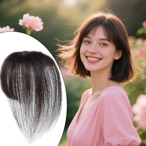 Flequillo postizo para disimular la calvicie de forma invisible con clips ajustables 7