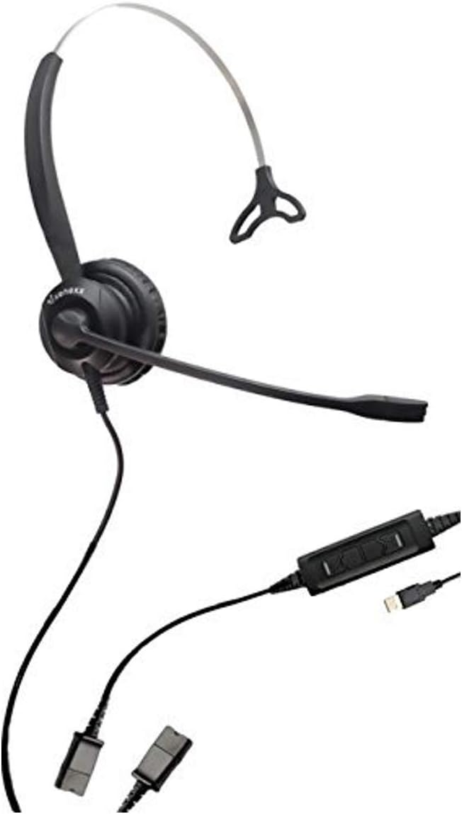 Headphone For Call Center, Noise Cancelling Headphones Mono with Microphone, Durable Commercial Grade Headset, PC, MAC, USB Telephones, Quick-Disconnect Cable For Easy Use, Skype, Mute, Volume, Answer