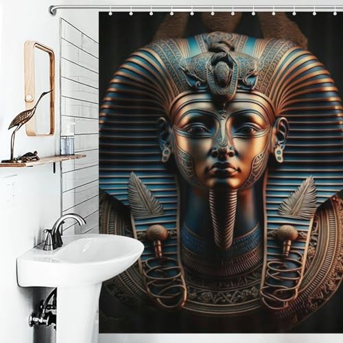 Rideau de douche pharaon en polyester premium avec 12 crochets inclus - 6