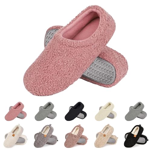 Women's Faux Curly Fur Fuzzy House Slippers Non Slip House Shoes Lightweight Winter Warm Shoe Indoor and Outdoor Slip on Shoes Bedroom Warm Comfy Cozy Slippers4