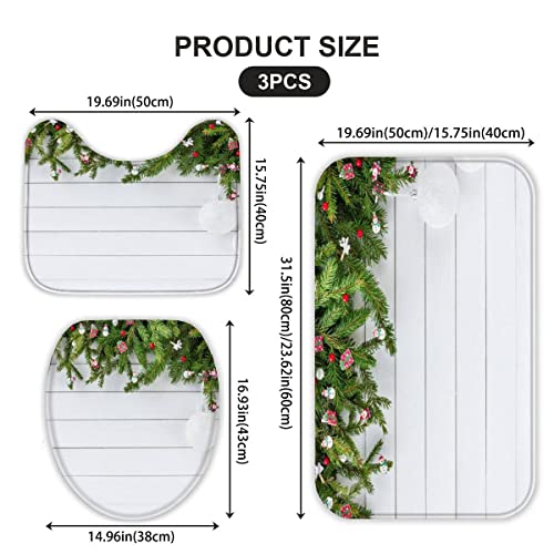 Badezimmer Badematte 3 Teilig Set weißes Holzbrett rutschfest Badteppiche Saugfähig Memory Foam Badezimmermatte Weich WC… – Bild 3