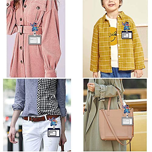 Zostland 2 Pack Summer Stitch Orange Cream Cartoon Cute Retractable Badge Reel, Holder For Office Work Nurses Id And Name Tag With Metal Back Clip, 28 Inch Cord Extension (2Pcs Ice Cream Stitch) #TOP3