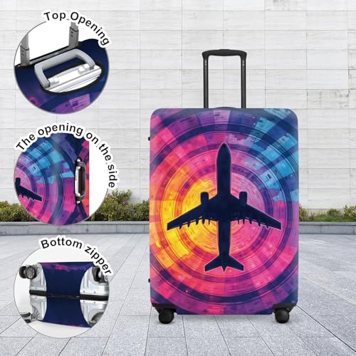 Image of Airplane Silhouette Luggage Protector, Scratch Resistant Suitcase Cover for Frequent Flyers, Travel Essentials for Business Trips