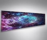 Panoramaformat 120x40cm islandburner Bild Bilder auf Leinwand Sternennebel Sterne Weltall Galaxie Panorama XXL Poster Leinwandbild Wandbild Dekoartikel Wohnzimmer Marke islandburner