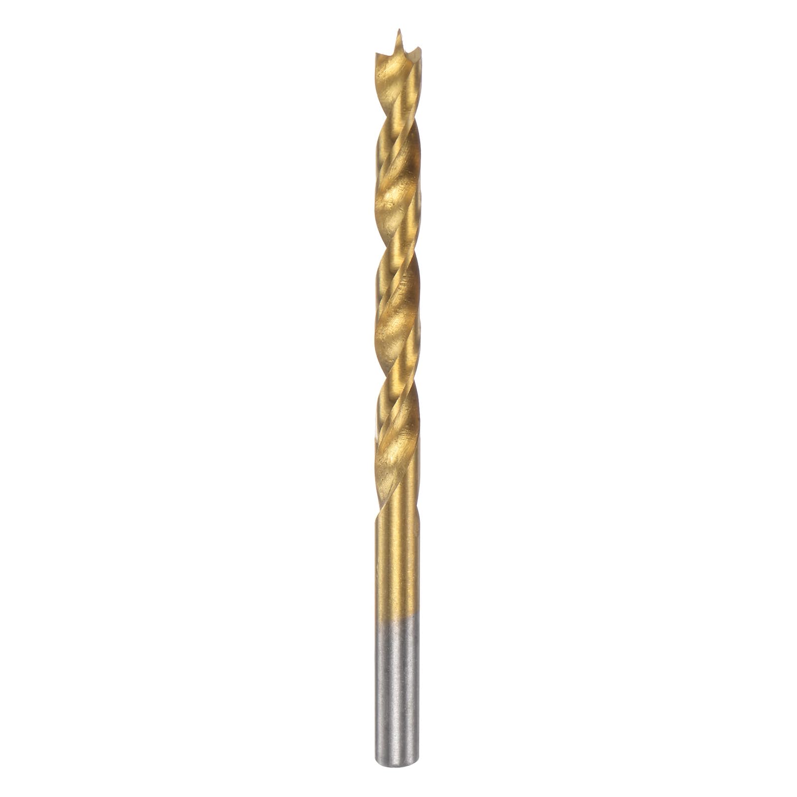 sourcing map Brad Point Drill Bit 5.5mm(7/32") Dia Straight Round Shank Drill Metric Brad Point Spiral Twist Drill Bits for Carpenter Woodworking Plastic Rubber, Golden