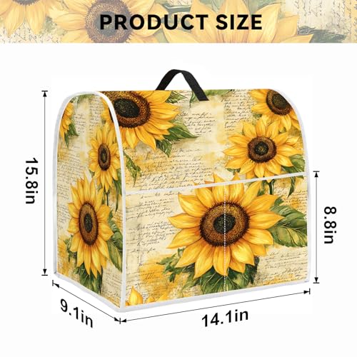 Image of Kitchen Dust Cover Compatible with 4.5 5 6 8 quart Stand Mixer, Kitchen Appliance Protective Covers with Top Handle and Pocket (Sunflower Bouquet, For All 6-8 qt Mixer)