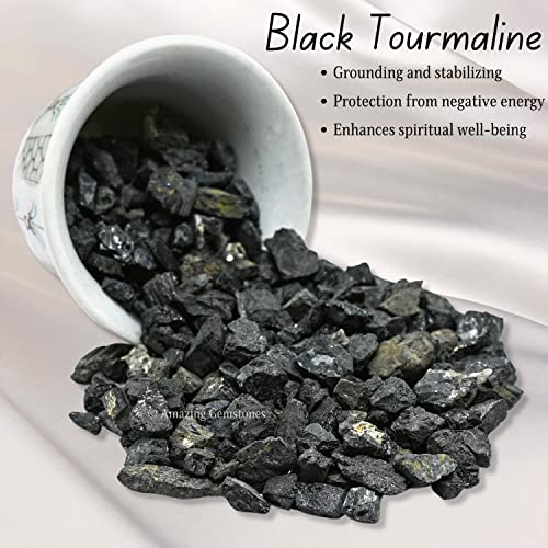 Image of Amazing Gemstone Black Tourmaline Crystal Chips Aquarium Gravel Rocks - Carnelian Chips Bulk Fish Tank Gravel, Small Tumbled Stone Chips and Tiny Crystals for Decoration (1000+ Carat Chips)