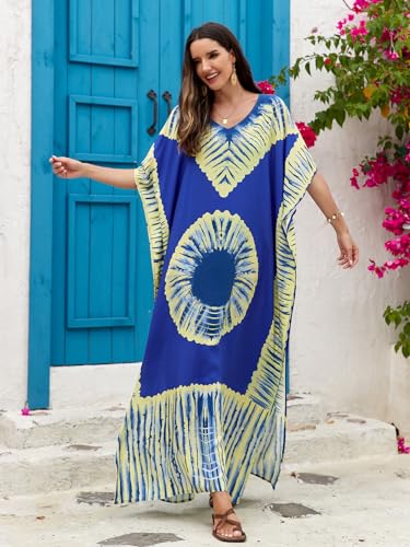 Kaftan Dresses for Women Beachwear Cover Up Floral Print V-Neck Loungewear Ethnic Resort Wear Vacation Poolside2