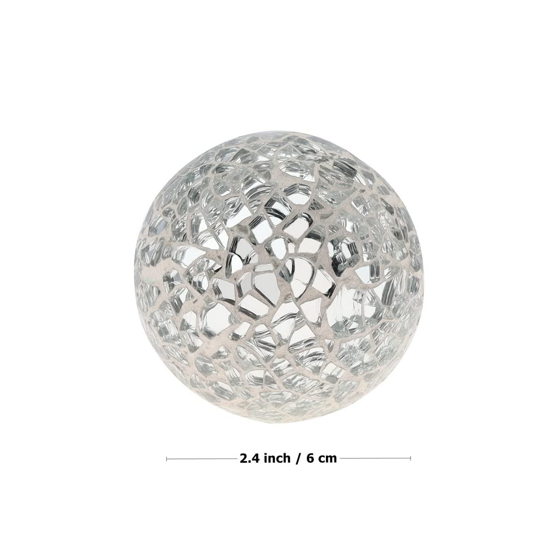 Kepfire 6Pack Decorative Balls for Bowl,2.4 Inch Mosaic Orbs Decorative Balls,Small Balls for Centerpiece Bowls,Vases,Wedding Party Decoration-Silver?Black