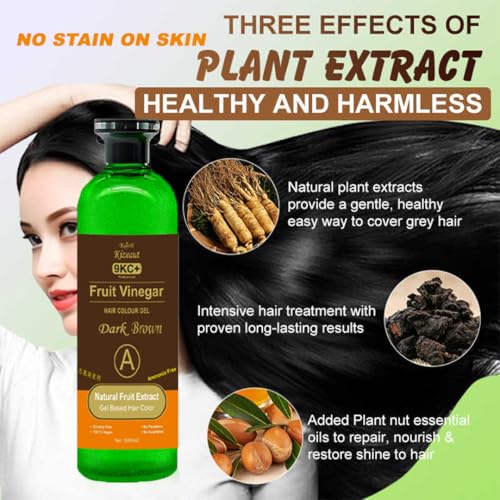 Image of Kamll Kizeaut Fruit Vinegar Dark Brown Hair Color Gel 1000 ml | Stain Free Gel-Based Hair Color With Non Drip Formula | No Ammonia | Cover Greys | Long Lasting Brown Shade for Men & Women (500 ml x 2)