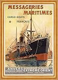  Biller Antik Messageries Maritime Marseille Orient Bateau à vapeur Affiches A3 300 Encadré