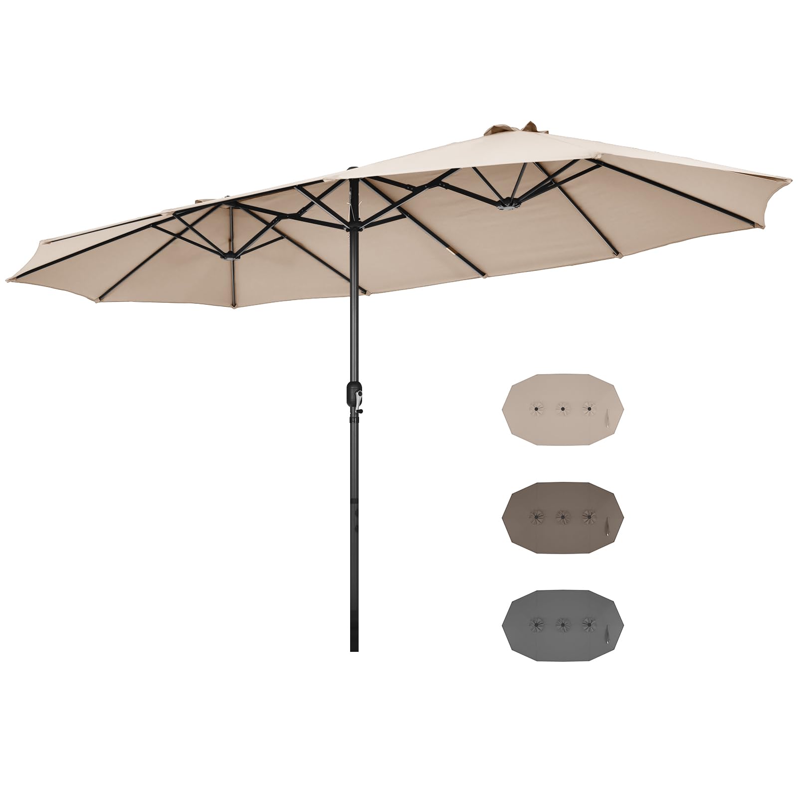 RELAX4LIFE Ombrellone Doppio da Giardino, Ombrellone da Balcone con Manovella, Parasole Impermeabile per Giardino, Patio, Coltile e Terrazza (Beige, 470 x 280 cm)