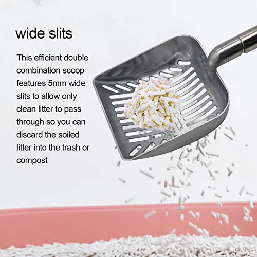 Image of TOYPOPOR Cat Litter Scooper with Deep Shovel-Non Stick Plated Aluminum Telescoping Litter Scoop with Long Handle