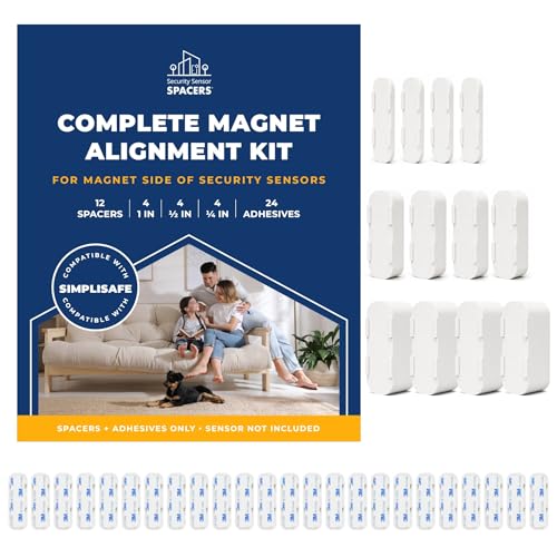 Image of Adhesive Replacement Tape & Sensor Risers for Simplisafe | I24 Magnet Adhesives and 12 Simplisafe Contact Sensor Spacers - Complete Sensor Installation Solution [Device /Magnet NOT Included]