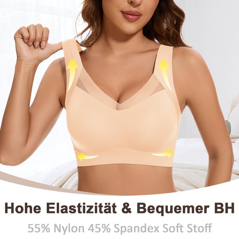 Jiuday Sujetador sin costuras sin aros para mujer, acolchado, cómodo, sin aros, sujetador deportivo Jelly Bra Soft Seamless Encaje Bralette