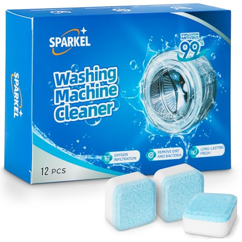 Washing Machine Cleaner Descaler Tablets 12 Pack (1 Year Supply) - Deep Cleaner for HE Front Load & Top Load Washers | Washing Machine Cleaning Tablets
