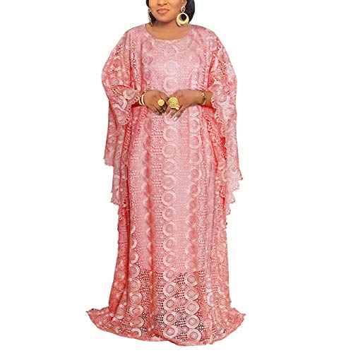 HD Damen Kaftan-Kleid aus Spitze, einfarbig, Stickerei, Strass, Abendkleid, Partykleid, Übergröße, Wassermelone, Einheitsgröße