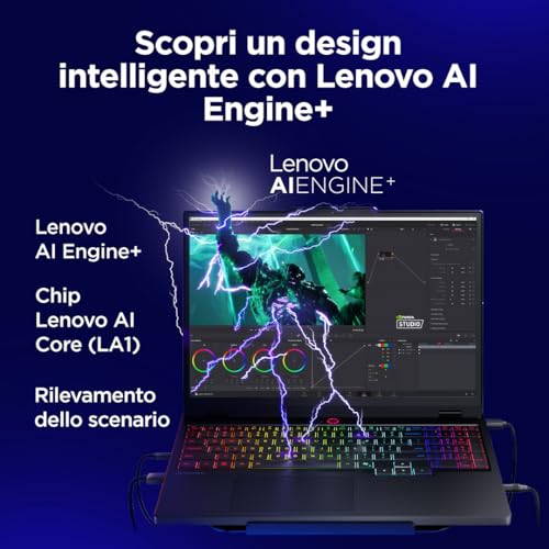 Legion 5 Gaming Laptop - Display OLED WQXGA 15" 165Hz, Nvidia GeForce RTX 5070 8GB, Intel Core i7-14700HX, RAM 32GB, SSD 1TB, Windows 11 Home, Tastiera RGB italiana - Eclipse Black - Notebook - Immagine 1