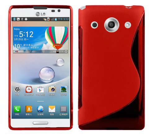 cadorabo Coque pour LG Optimus G Pro, Rouge Cerise Design S-Line Gel Silicon TPU Etui LG Optimus G Pro Housse de Protection Anti Choc Souple Case Cover Bumper...