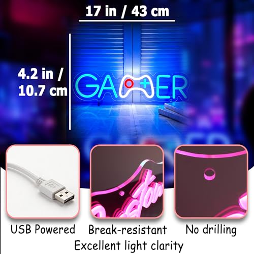 Image of Blue Neon Sign Led Neon Lights Signs for Wall Decor USB Powered Led Signs for Room Decoration-Gamer