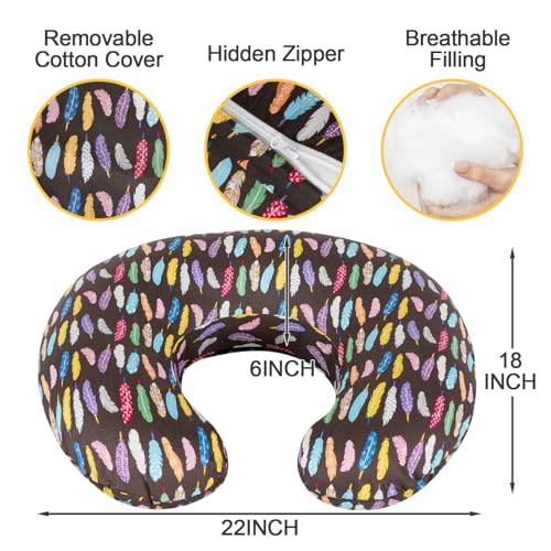 Image of x-vesolje Nursing Pillow, Breastfeeding Pillow with Removable Cover, Ergonomic Breast Feeding Pillow, Baby Feeding Support Pillow for Mom Easier Breastfeeding- Original Size /Feather