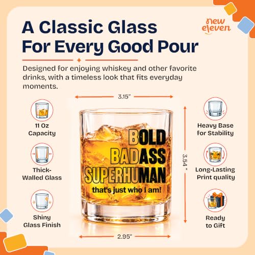 NewEleven Gift for Dad, Husband, Grandpa - 50th, 60th, 70th Birthday Gifts For Men, Funny Dads Birthday Gifts Ideas, Gift for Father From Daughter, Son - Whiskey Glass - Image 4