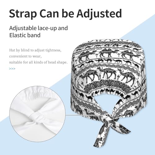 Image of Surgical Caps Men Women, Scrub Cap with Sweatband Adjustable | Tie Back Nurse Cap, Nursing Breathable Working Hat, Scrub Cap, Medical Hats