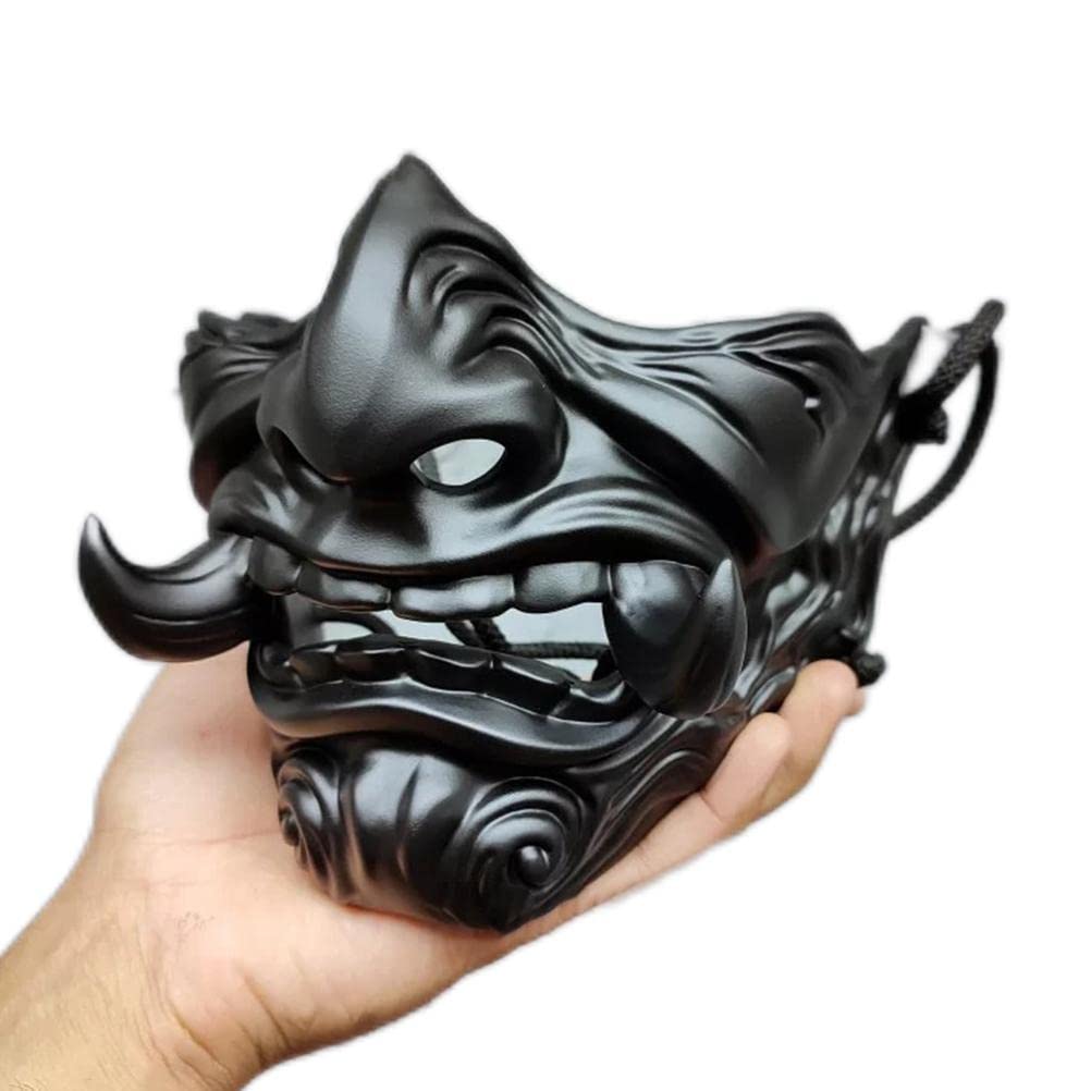 J-ouuo Halloween Costume Masks, Japanese Demon Prajna Face Mask, Half Face Mouth Mask, Samurai Oni Mask, Prajna Ghost - Image 4