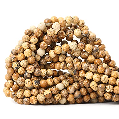 CHEAVIAN 60PCS 6mm Natural Picture Jasper Stone Round Loose Beads for Jewelry Making DIY Findings 1 Strand 15'