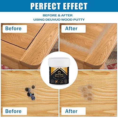 Image of Deuvuo Natual Wood Putty, Wood Putty Filler - Our Wood Grain Filler Offers a Quick and Lasting Fix for Any Damage or Flaw - Paintable, Stainable, Sandable & Quick Drying - 9.87 Ounce