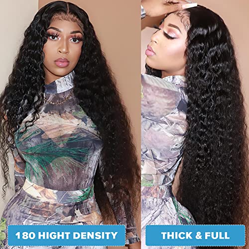 Aliglossy Curly Lace Front Wig Human Hair 13X4 Deep Wave Wigs For Black Women Human Hair Pre Plucked 180 Density Kinky Curly Wet And Wavy Hd Transparent Lace Frontal Wigs Human Hair Glueless Brazilian Wigs With Baby Hair Natural Hairline ( 22 Inch) #TOP1
