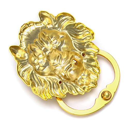 Qwork Lion Door & Gate Knocker, 6" Classical Home Decor Lion Head Handle Pull Door Accessories With Mounting Screws, Golden, 1 Pack #TOP4