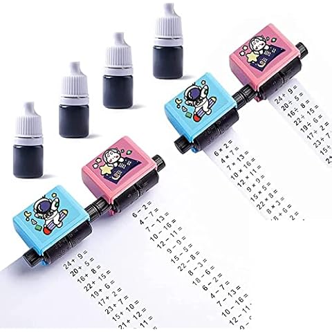 4pcs Roller Digital Teaching Stamp,Addition and Subtraction Roller Stamp,Within 100 Teaching Math Practice Questions,for Preschool Kindergarten Home School Supplies Cover