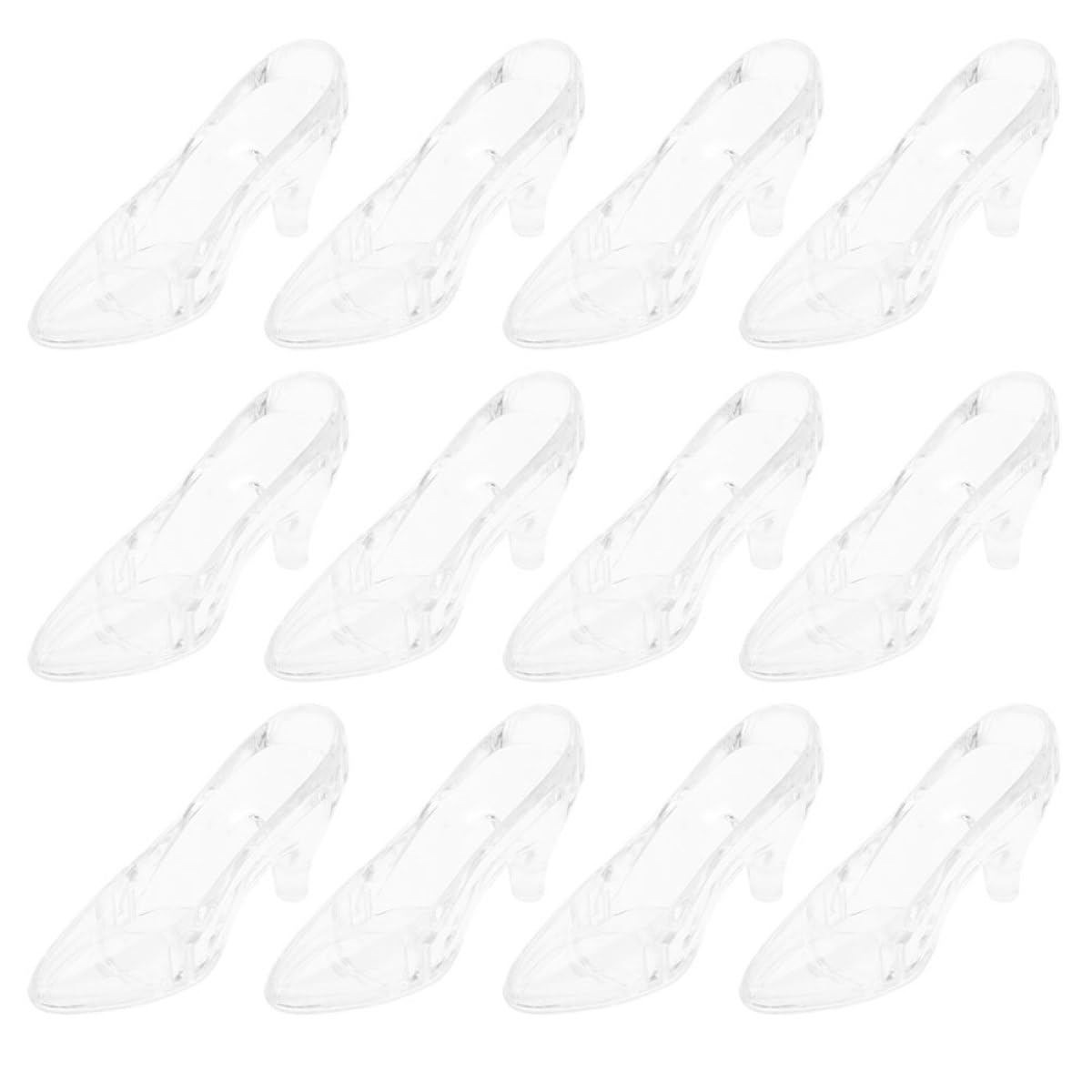 Abaodam 24 Pièces Mini Chaussures De Cendrillon en Cristal Transparent Chaussure De Cristal Accessoire De Bureau Décoratif Décor pour Maison Salon Fête Et Cadeau pour Poupées