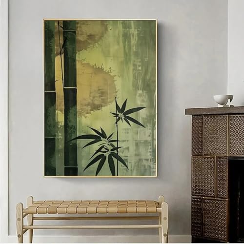 Bambou vert simple toile décorative pour créer un salon zen et lumineux
