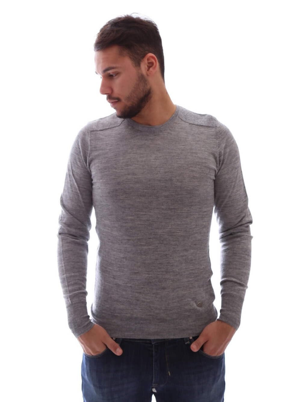 Pull gris homme 3XL grande taille classique en maille confortable | Réf 561882