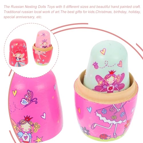 ULTNICE 6pcs russische Nesting Dolls Matroschka Holz Engel Stapeln Spielzeug Puppe