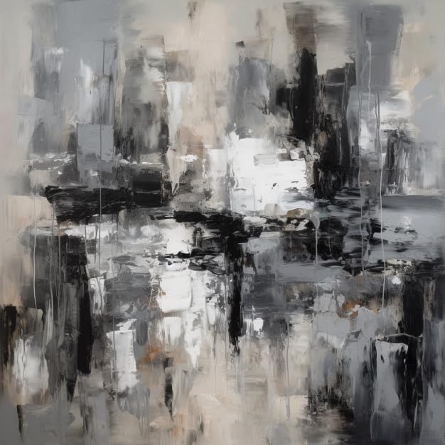 Impression sur toile abstraite gris blanc noir 76 cm décoration murale salon