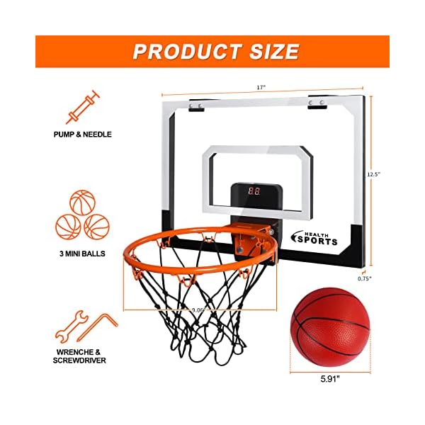 Over The Door Basketball Hoop with Electronic Scoreboard Indoor