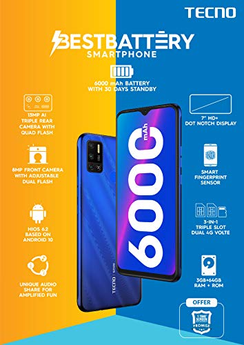 Image of Tecno Spark 6 Air (Ocean Blue, 3GB RAM, 32GB Storage)
