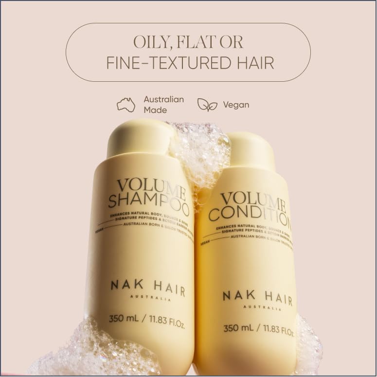 NAK Signature Volume Shampoo 350ml - Volumizing, Sulfate-Free Formula to Add Body & Bounce for Fine, Flat Hair with Peptides & Vegan Complex