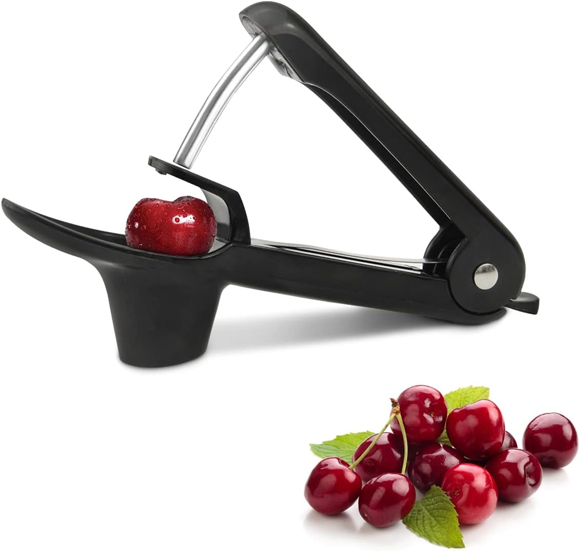 TaurusScrew Cherry Pitter Tool, Cherry Pit Remover Tool, Cherry Picker, Fruit Core Remover Design for Make Delicious Cherries Dishes and Cocktail Cherries (Black)