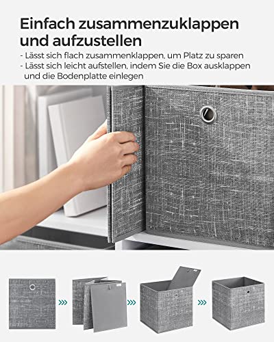 SONGMICS Aufbewahrungsbox, 6er Set, Ordnungsboxen aus Vliesstoff mit Griff, Boxen Aufbewahrung, 26 x 26 x 28 cm, Organizer Box, für Würfelregal, Faltbox, Kleideraufbewahrung, grau meliert RFB026G01