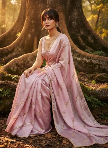 Image of Glory Sarees Women's Georgette Silk Heavy Beads & Sequin Embroidery Work Saree With Blouse Piece (Beads Work103 Parent)